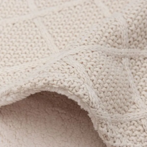 Jollein Ledikantdeken Check Knit Biscuit / Teddy Fleece 100 x 150 cm> Ledikantdekens