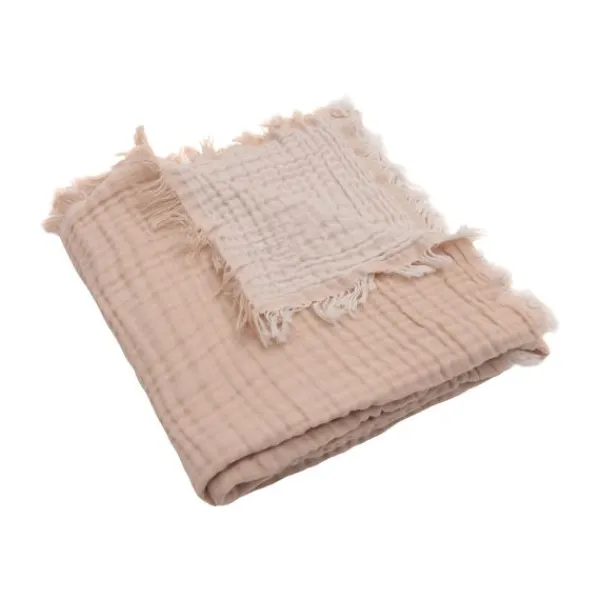 Jollein Ledikantdeken Fringe Moonstone / Ivory GOTS 120 x 120 cm> Ledikantdekens