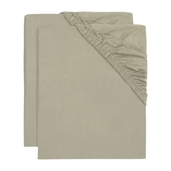 Jollein Ledikanthoeslaken Jersey Olive Green 60 x 120 cm 2-Pack> Hoeslakens