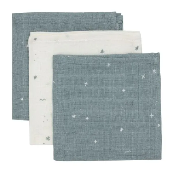 Jollein Twinkling Monddoekje - 3 Pack - 31 x 31 cm - Hydrofiel - Sea Green> Monddoekjes / Spuugdoekjes