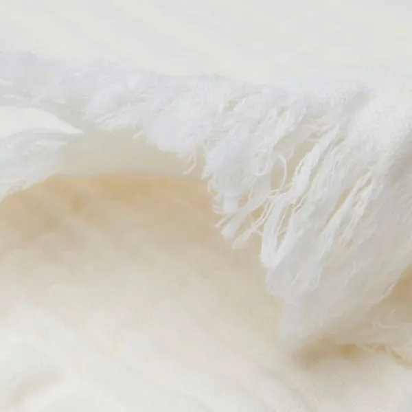Jollein Wiegdeken Muslin Fringe Ivory 75 x 100 cm> Wiegdekens