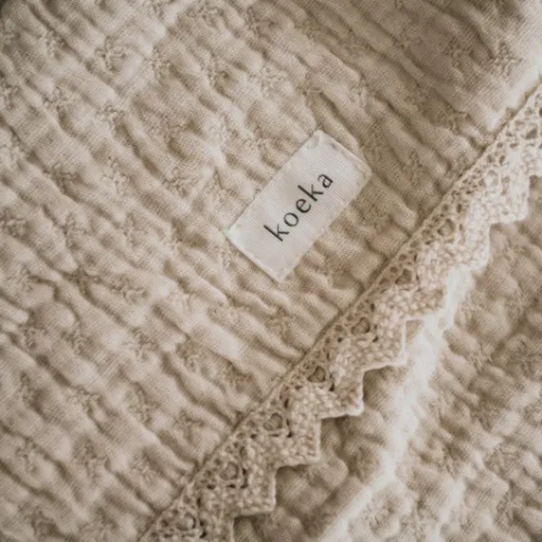 Koeka Ledikantdeken Lace Elba Natural 100 x 150 cm> Ledikantdekens