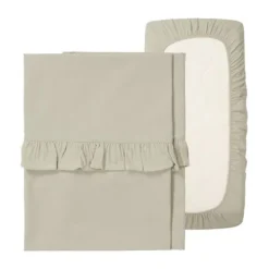 Koeka Wieglaken En Hoeslaken Set Ruffle Faro Sage> Wieglakens