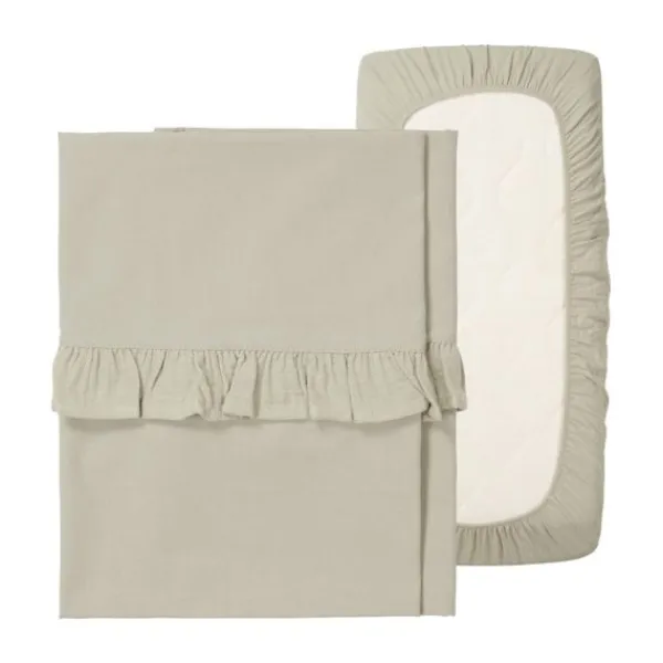 Koeka Wieglaken En Hoeslaken Set Ruffle Faro Sage> Wieglakens