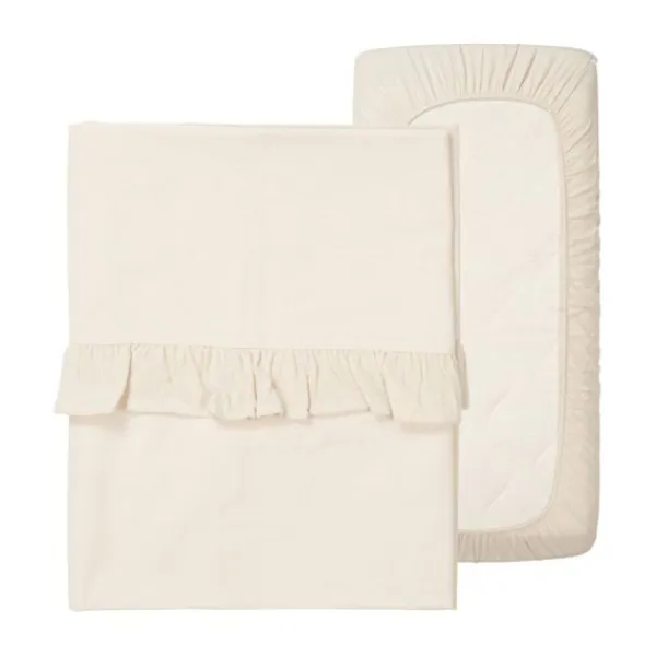 Koeka Wieglaken En Hoeslaken Set Ruffle Faro Sage> Wieglakens