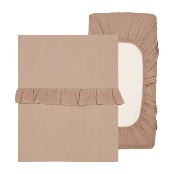 Koeka Wieglaken En Hoeslaken Set Ruffle Faro Sage> Wieglakens