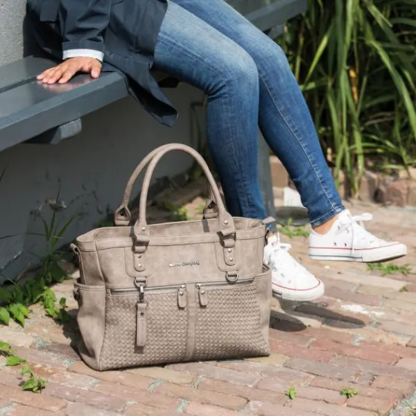 Little Company Diaperbag Monaco Braided Taupe> Lederlook Tassen|Accessoires Kinderwagens