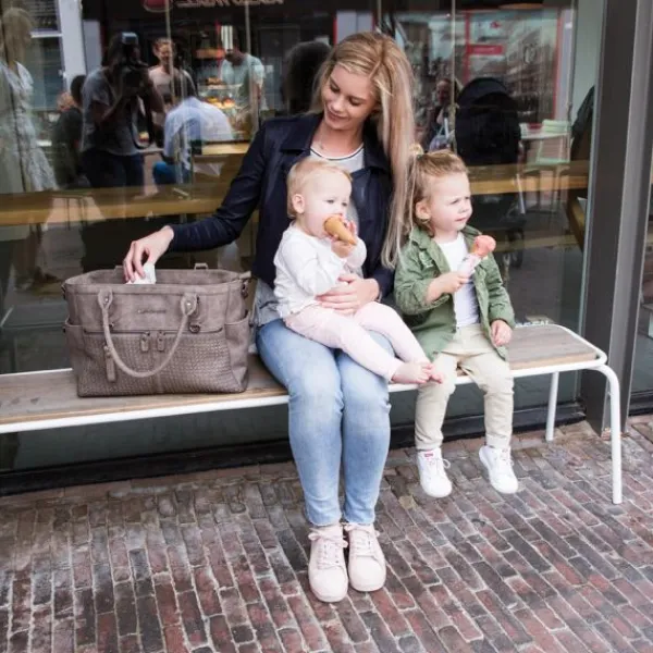 Little Company Diaperbag Monaco Braided Taupe> Lederlook Tassen|Accessoires Kinderwagens
