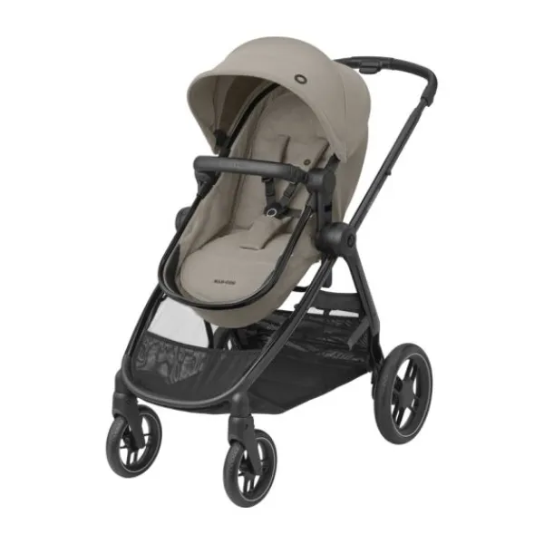 Maxi-Cosi Zelia3 Luxe Twillic Truffle (Black glossy frame & Black Leather)> Wandelwagens|Complete Kinderwagens