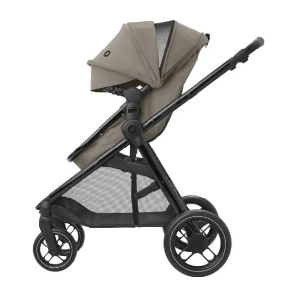 Maxi-Cosi Zelia3 Luxe Twillic Truffle (Black glossy frame & Black Leather)> Wandelwagens|Complete Kinderwagens