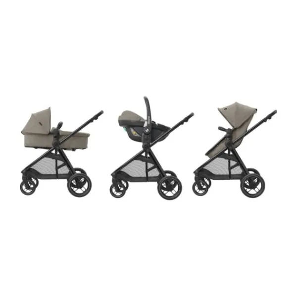 Maxi-Cosi Zelia3 Luxe Twillic Truffle (Black glossy frame & Black Leather)> Wandelwagens|Complete Kinderwagens