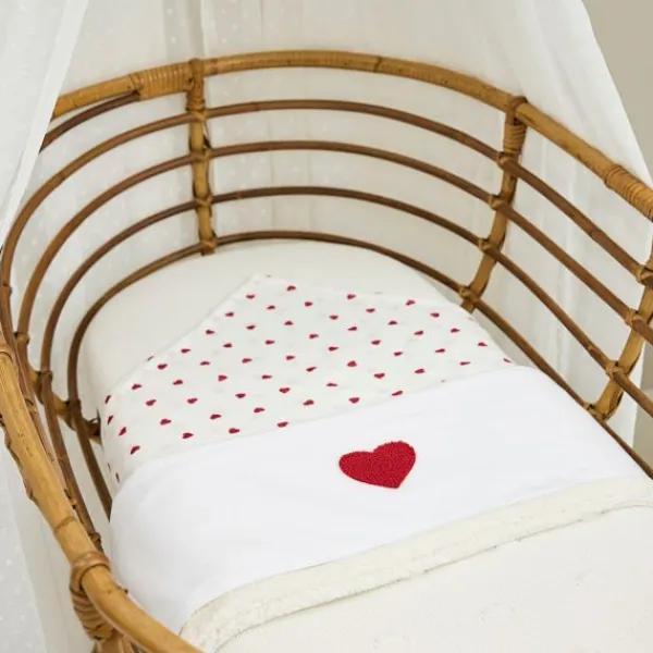 Meyco Baby Ledikantlaken Sweet Heart Red 100 x 150 cm> Ledikantlakens
