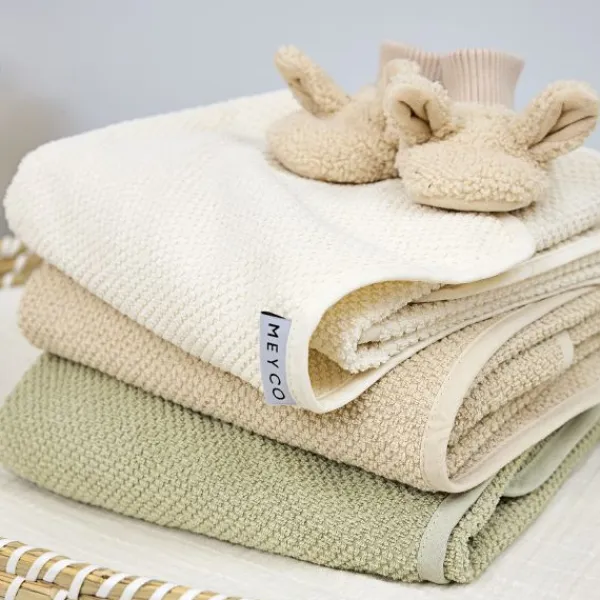 Meyco Baby Popcorn Badcape - 75 x 75 cm - Soft Olive> Badcapes