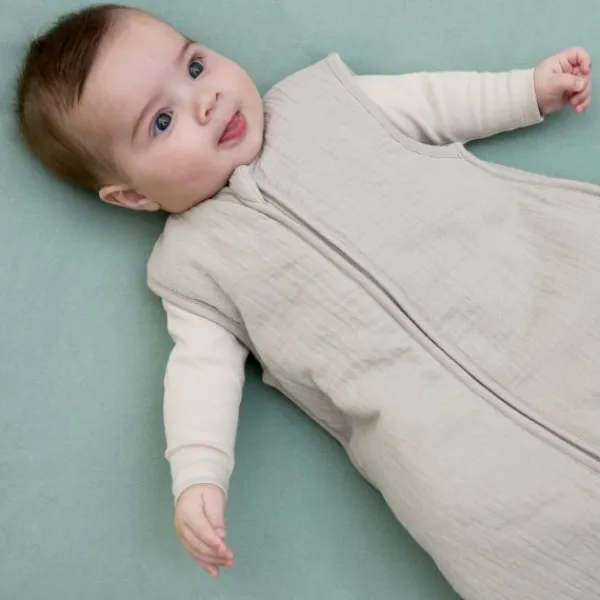 Meyco Baby Slaapzak Hydrofiel Gevoerd Uni Pre-Washed Greige 90 cm> 4-Seizoenen Slaapzakken