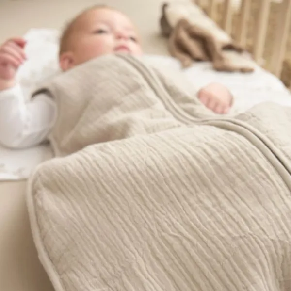 Meyco Baby Slaapzak Hydrofiel Gevoerd Uni Pre-Washed Sand 60 cm> 4-Seizoenen Slaapzakken