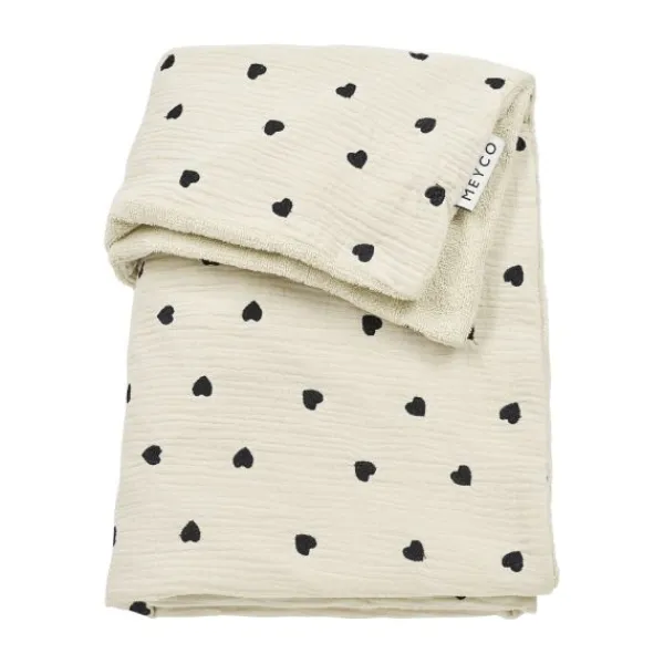 Meyco Baby Sweet Heart Wiegdeken - 75 x 100 cm - Pre-Washed Hydrofiel - Soft Sand> Wiegdekens