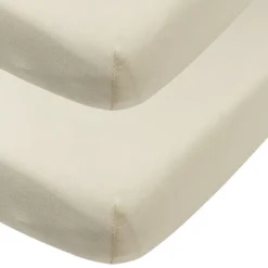Meyco Baby Uni Hoeslaken Wieg - 2 Stuks - 40 x 80/90 cm - Jersey - Soft Sand><noscript><img width=