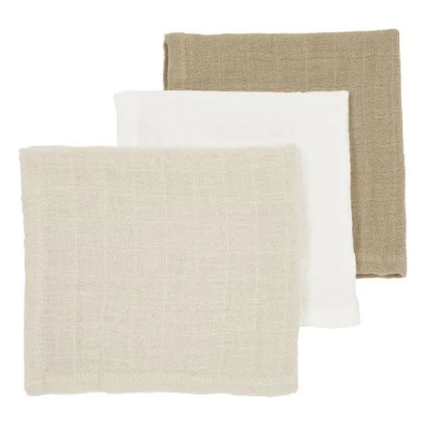 Meyco Hydrofiele Monddoekjes - 3 stuks - 30x30cm - Natural / Jeans Blue / Indigo> Monddoekjes / Spuugdoekjes