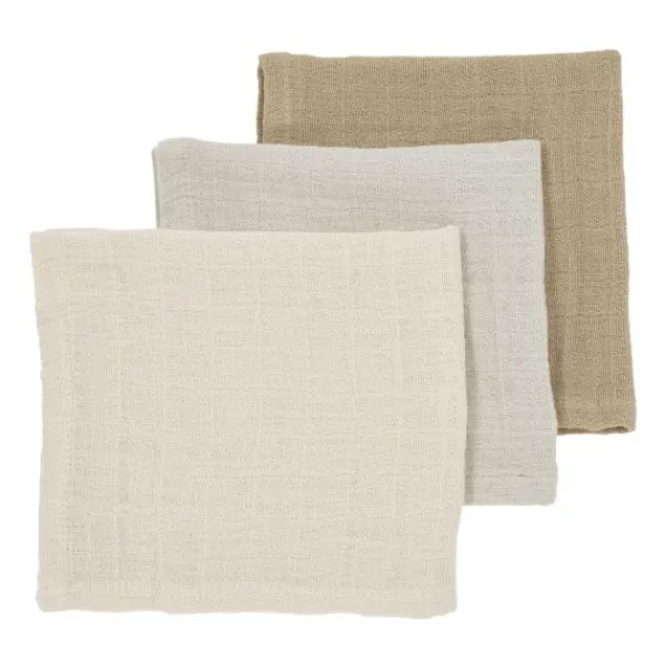 Meyco Hydrofiele Monddoekjes - 3 stuks - 30x30cm - Natural / Jeans Blue / Indigo> Monddoekjes / Spuugdoekjes