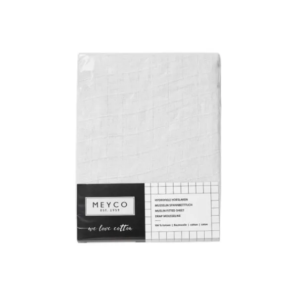 Meyco Ledikanthoeslaken Hydrofiel White 60 x 120 cm> Hoeslakens