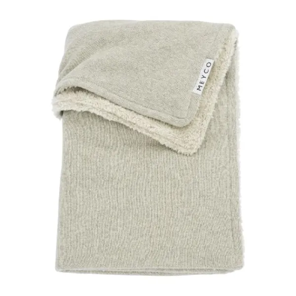Meyco Wiegdeken Knit Basic Sand Melange Teddy 75x100cm> Wiegdekens