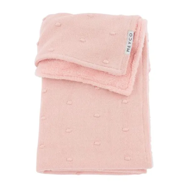 Meyco Wiegdeken Mini Knots Soft Pink Teddy 75x100cm> Wiegdekens
