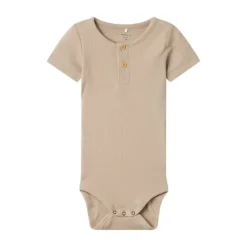 Name It Kab Button Korte Mouw Romper - Mt. 56 - Pure Cashmere> Rompertjes