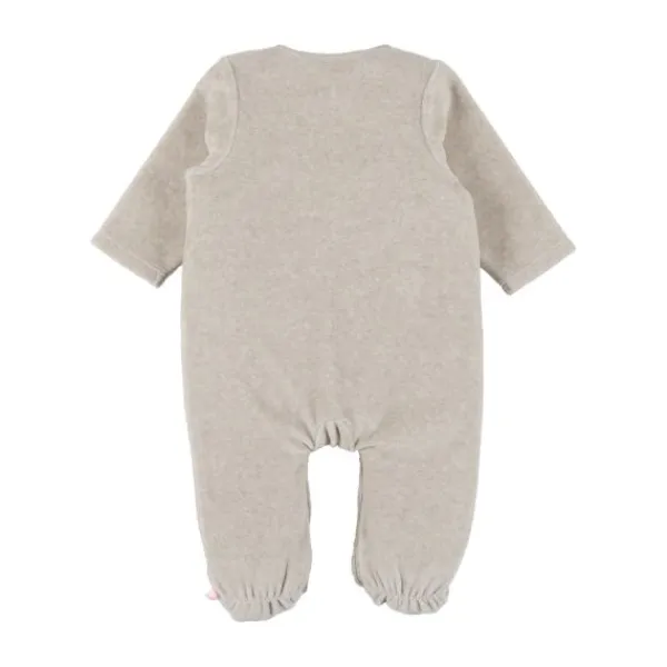 Noukie's F&O Pyjama Met Borduursel - 00 Mnd - Velours - Beige> Pyjama's