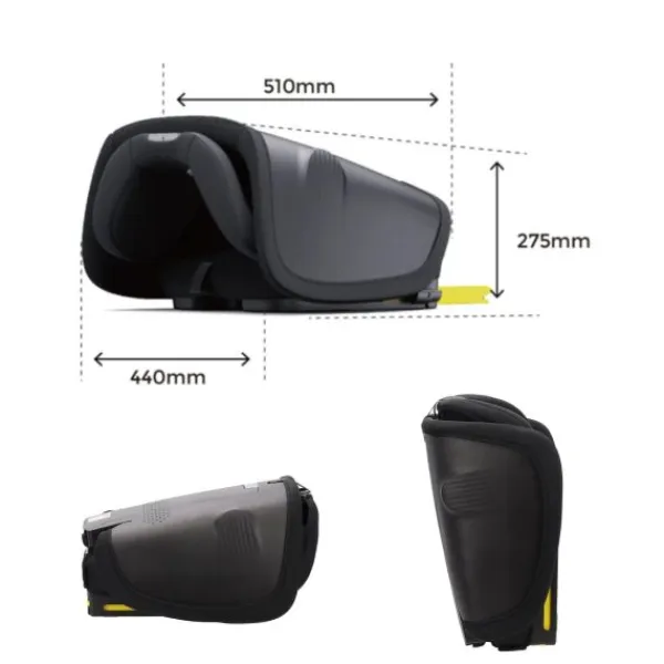 Puck autostoel JIM-black opvouwbaar Groep 1/2/3 (76-150 cm)> I-Size Autostoelen|Autostoel Groep 1/2/3 (9-36Kg)