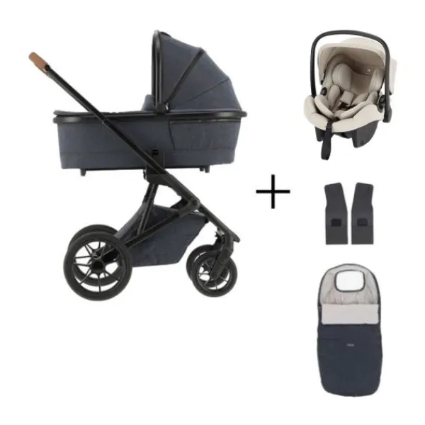 Qute Q-Rider Plus Kinderwagen - Denim Blue | Kidsriver Curve Autostoel - Black> Uitbreidbare Kinderwagens|Wandelwagens