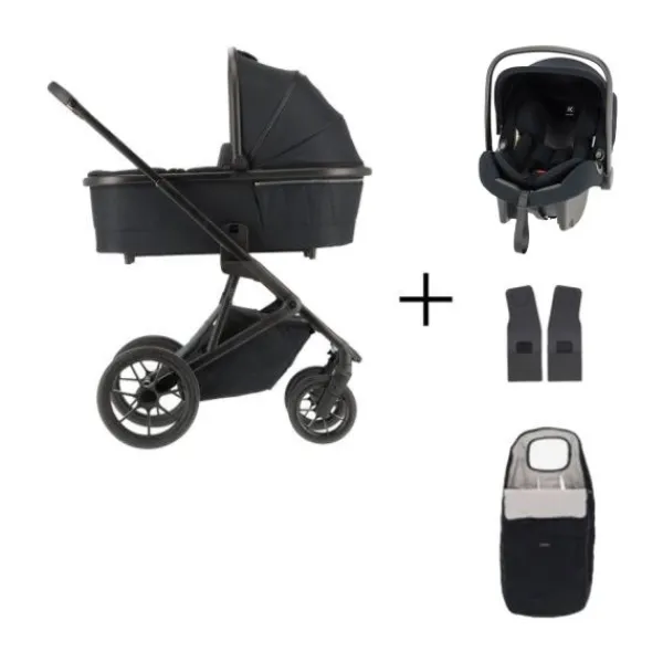 Qute Q-Rider Plus Kinderwagen - Denim Blue | Kidsriver Curve Autostoel - Black> Uitbreidbare Kinderwagens|Wandelwagens