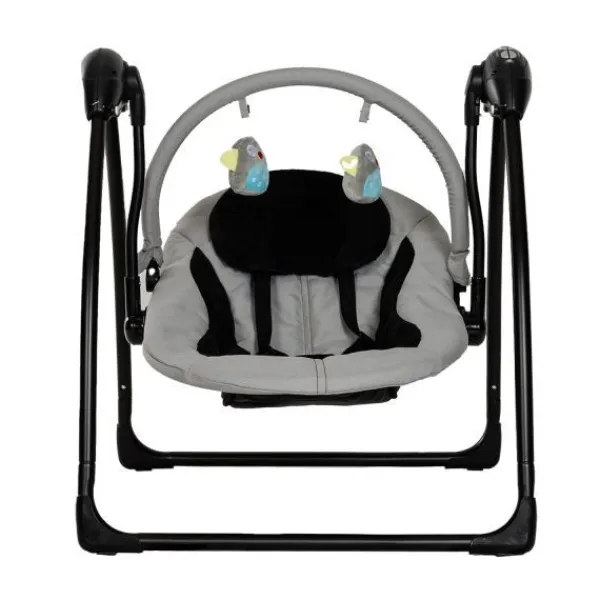 Qute Schommelstoel Q-Swing Softgrey Uil / Zwart Frame> Swings