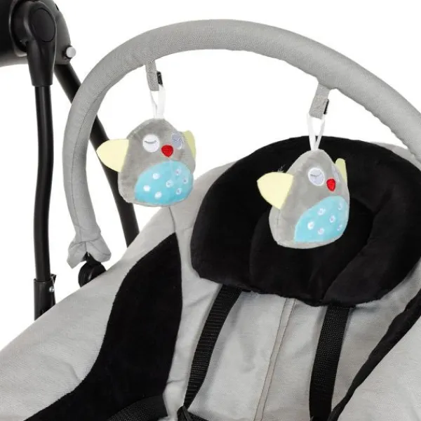 Qute Schommelstoel Q-Swing Softgrey Uil / Zwart Frame> Swings