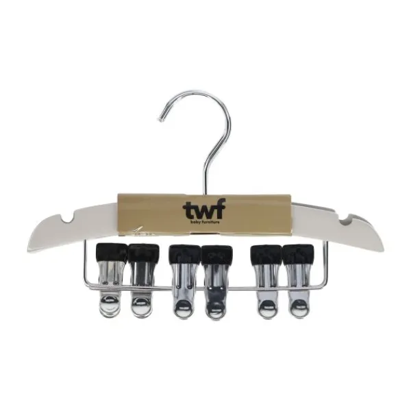 TWF Kledinghanger Hout Met Clips Wit (3 stuks)> Kledinghangers