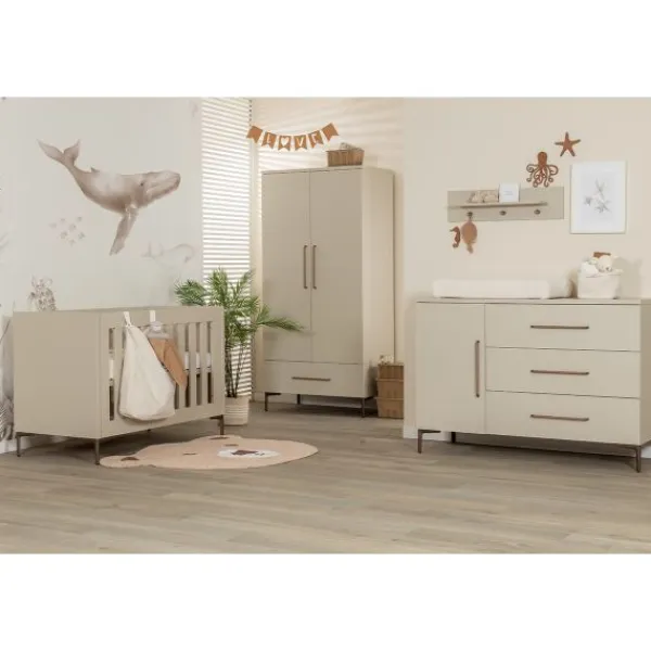 TWF Ledikant 60 x 120 - Commode 3 Laden - Hanglegkast 2 Deuren 1 Lade Salerno Metaal> Complete Babykamers|Ladekasten