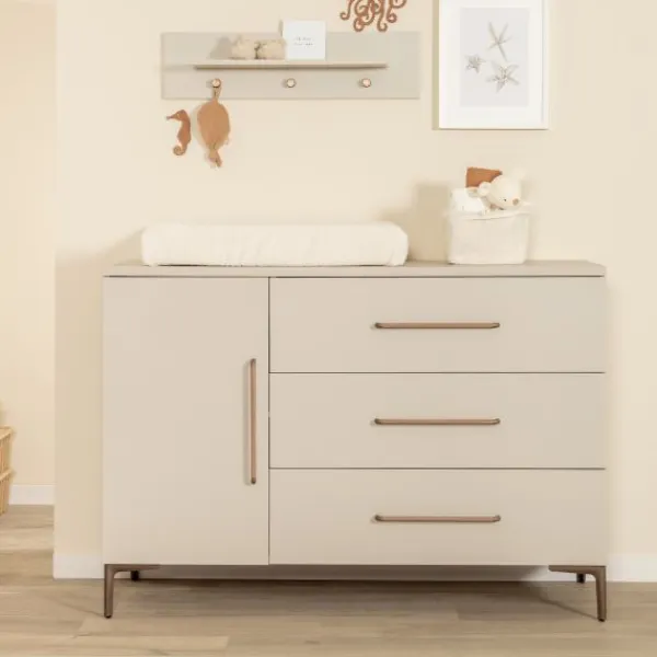 TWF Ledikant 60 x 120 - Commode 3 Laden - Hanglegkast 2 Deuren 1 Lade Salerno Metaal> Complete Babykamers|Ladekasten