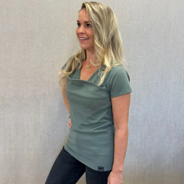 Womboo Buidelshirt Vrouw - Groen/Grijs - Maat S> Draagdoeken